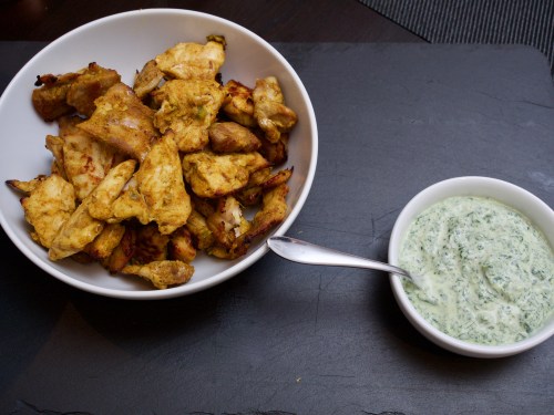 Chicken tikka with mint chutney