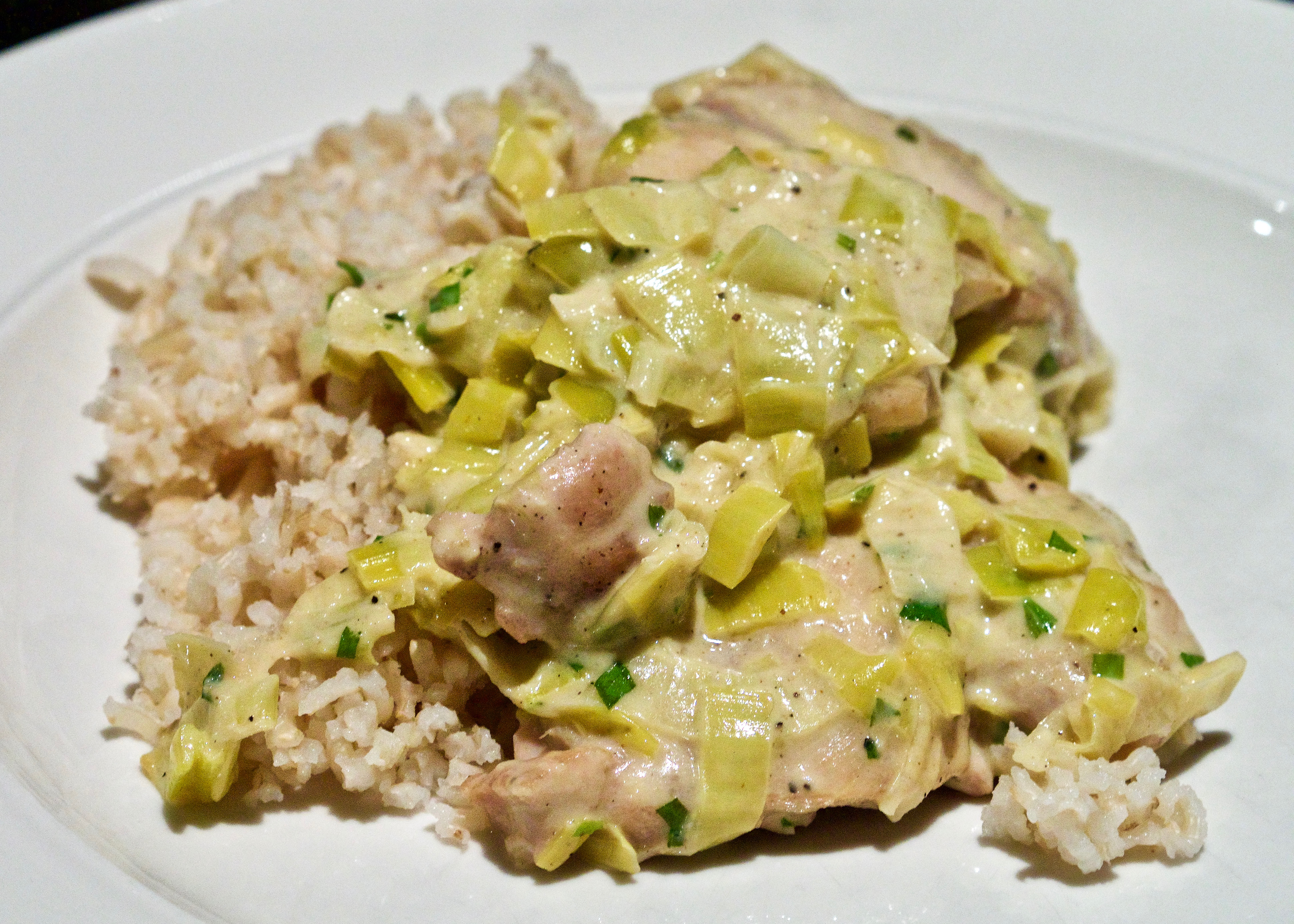 Braised chicken with mustard &amp; leeks