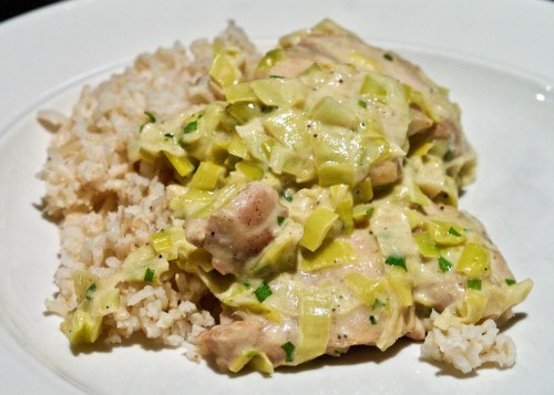 Braised chicken with mustard &amp; leeks