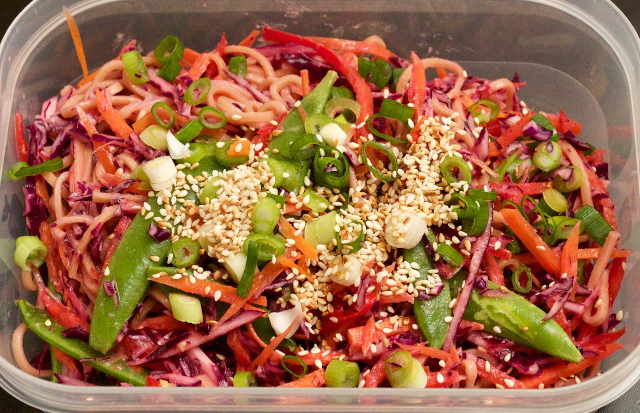 Rainbow noodle salad