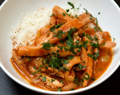 Slow cooked squid in brandy and cream