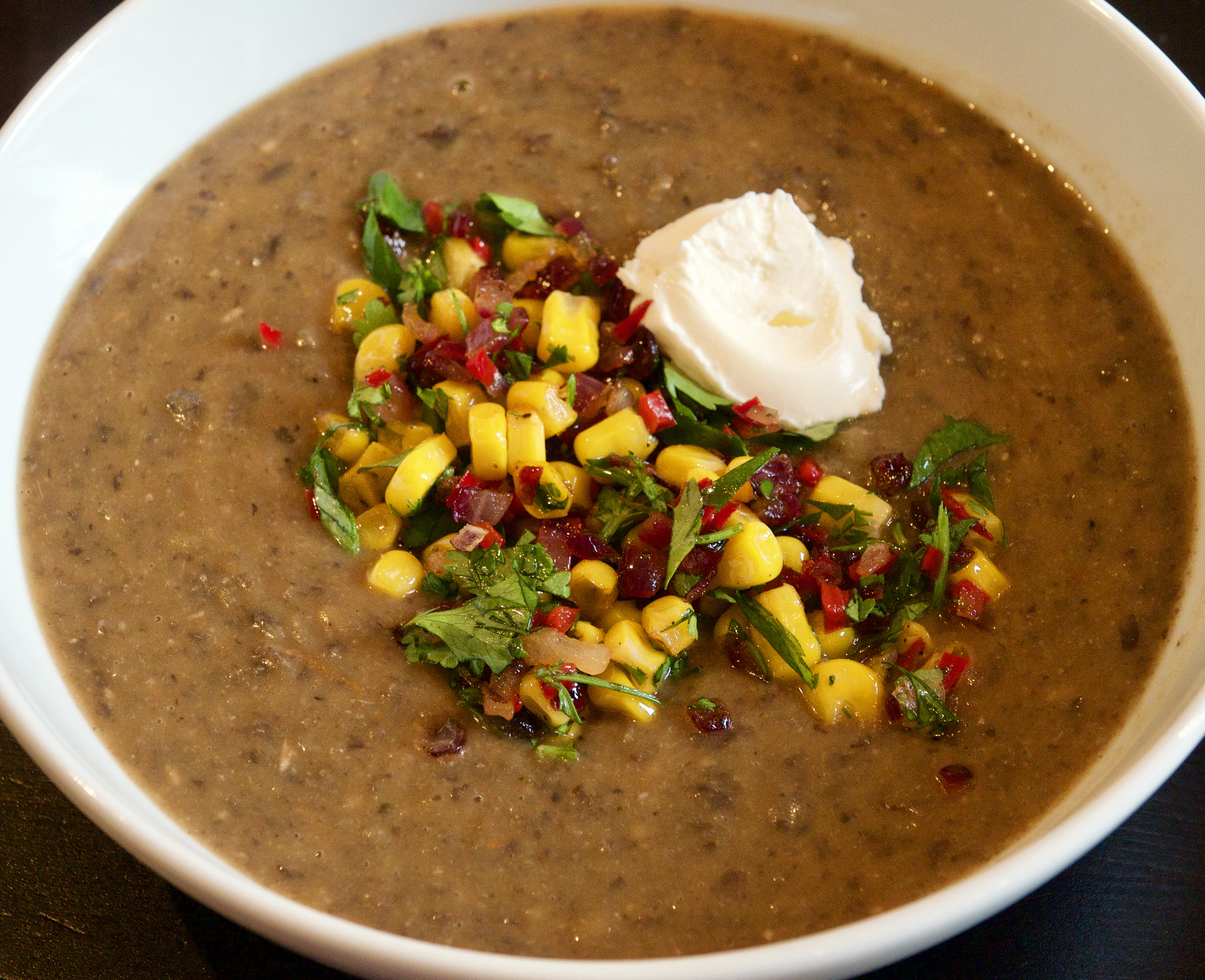 Smokey black bean & roast tomato soup
