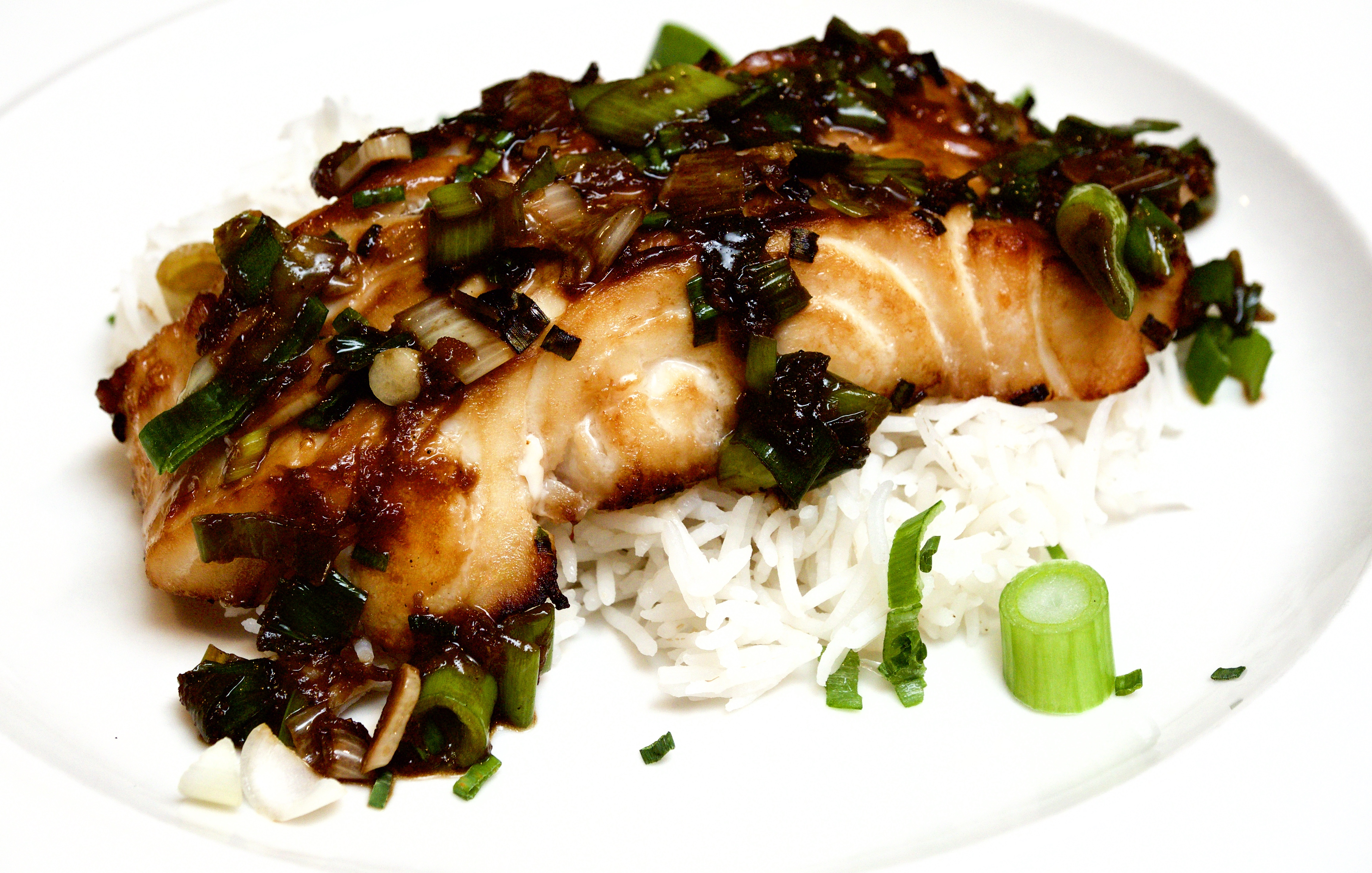 Cod with a soy and chive marinade