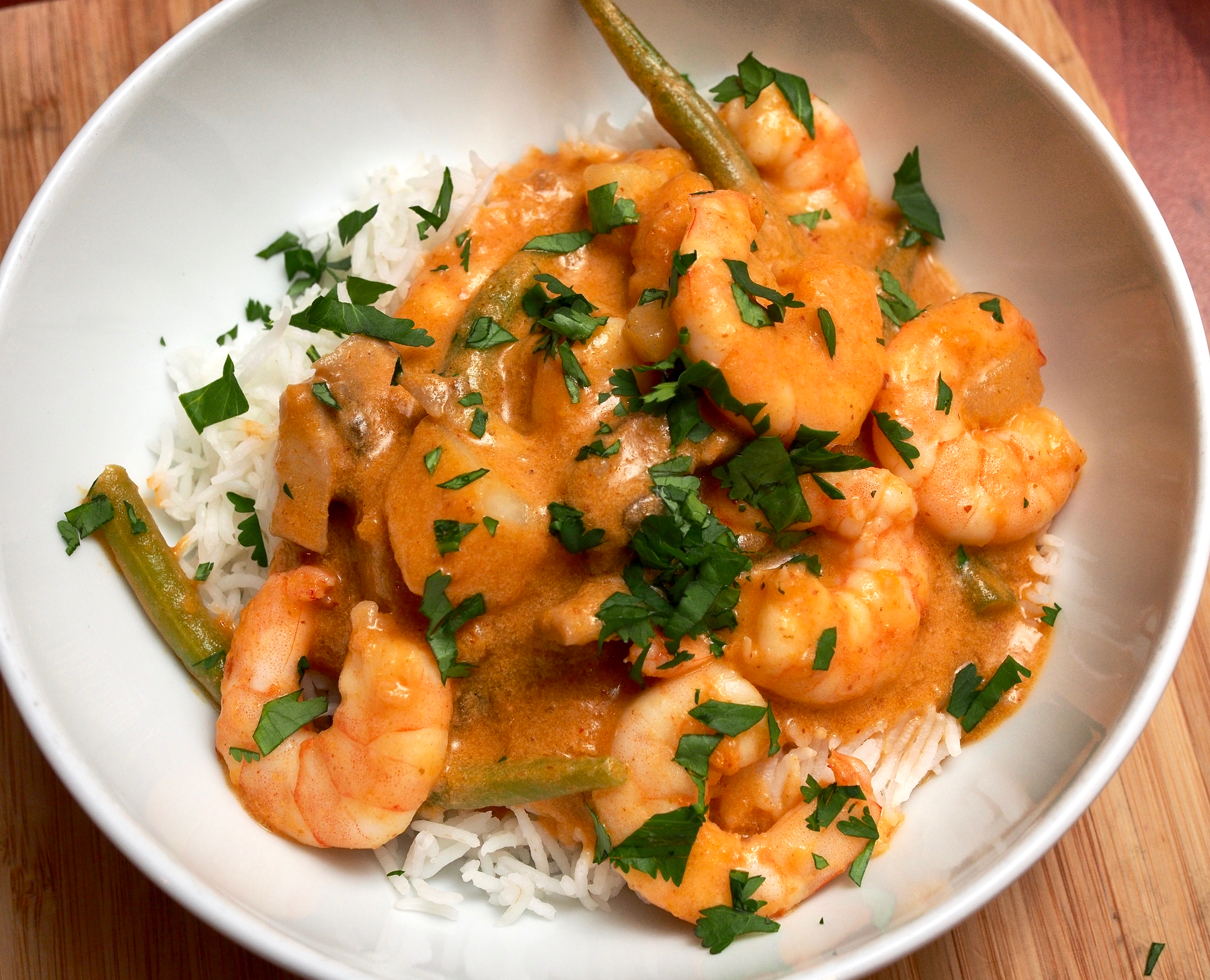 Thai red curry with prawns