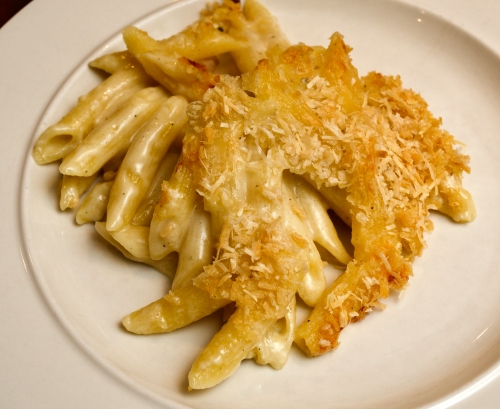 Penne baked with three cheeses