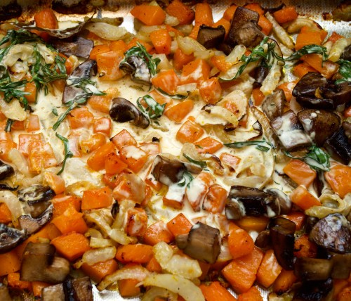 Roast pumpkin &amp; fennel with mushrooms