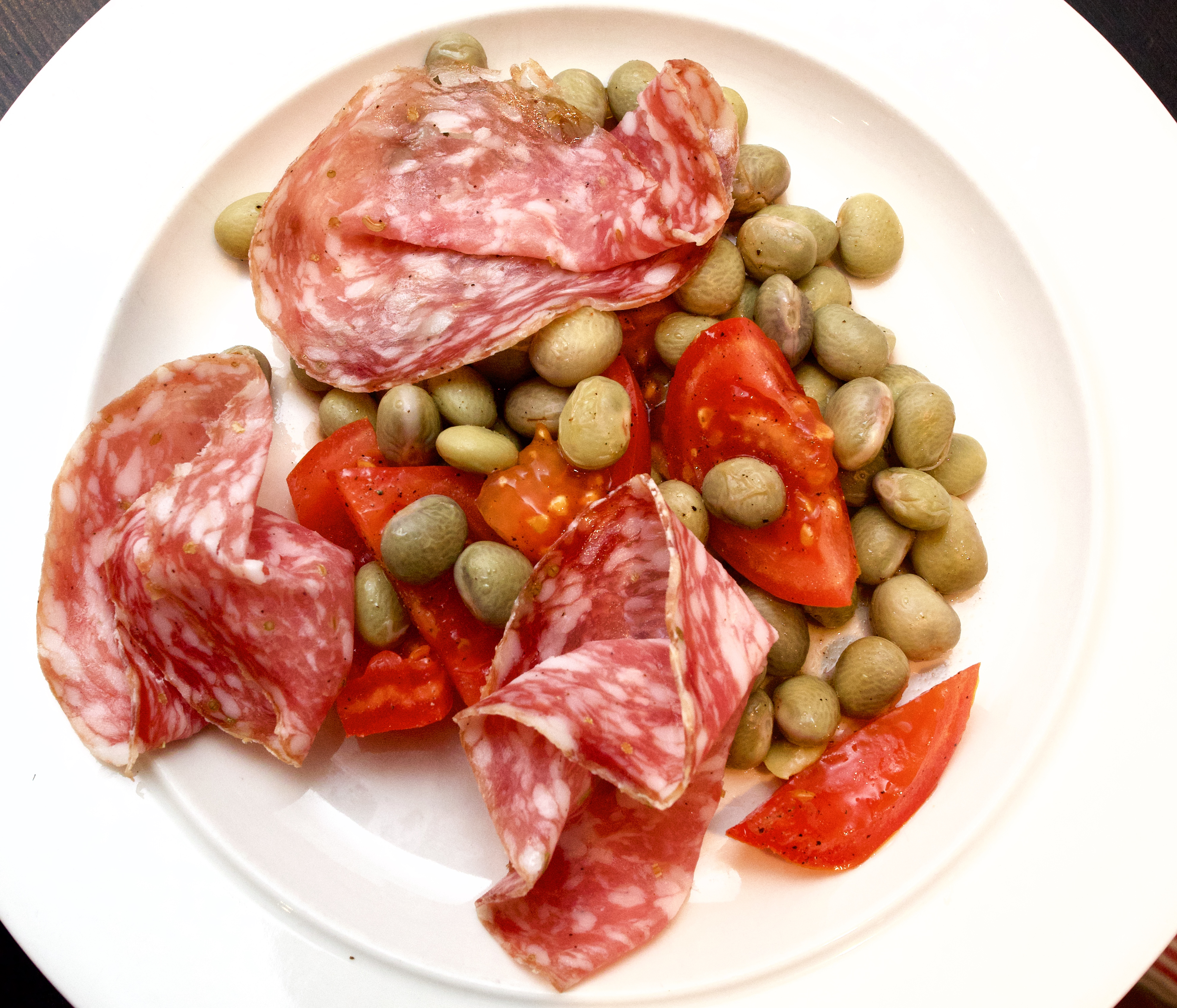 Finocchiona salami with fresh Borlotti beans