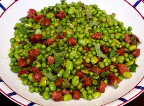 Broad Beans, Peas, Chorizo &amp; Mint