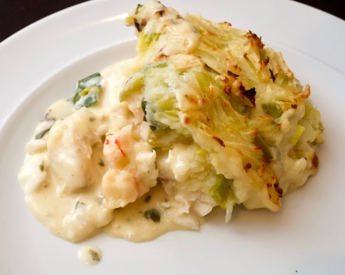 Fish pie with leek mash
