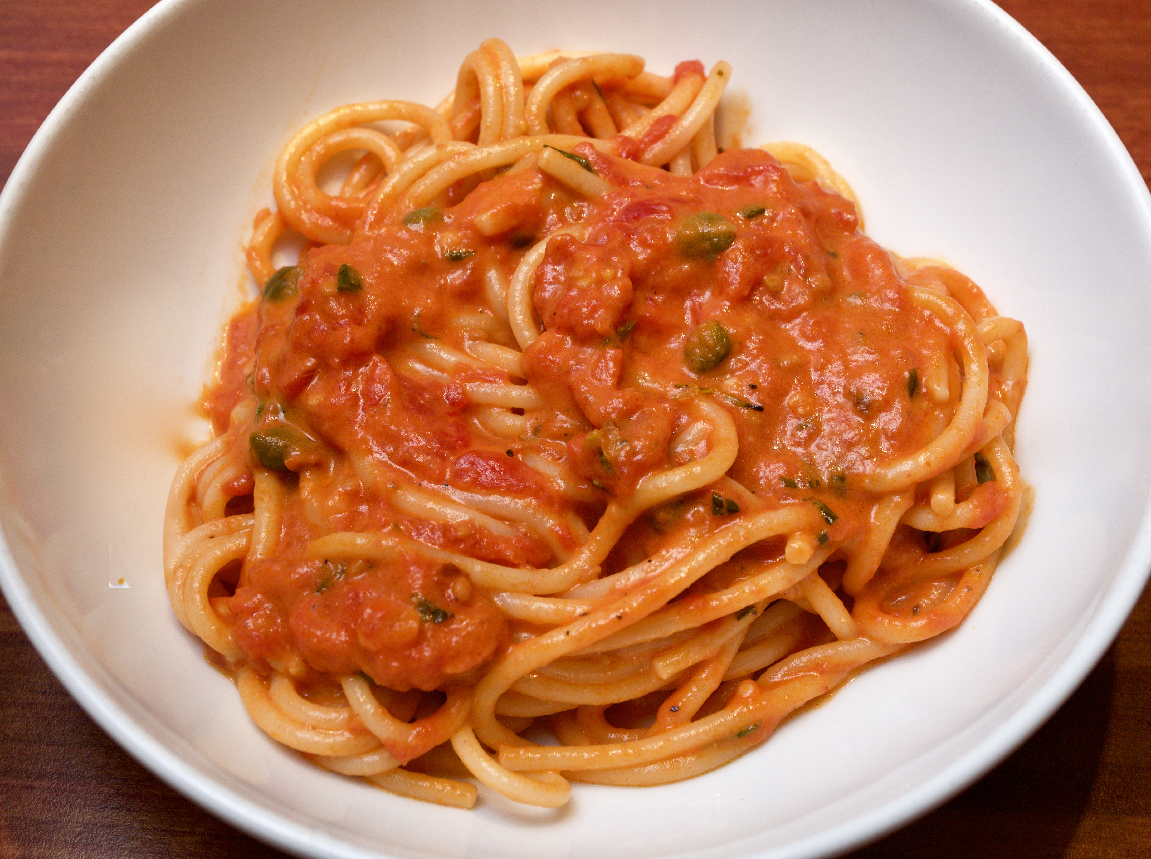 Linguine with Creamy Tomato, Rosemary &amp; Caper Sauce