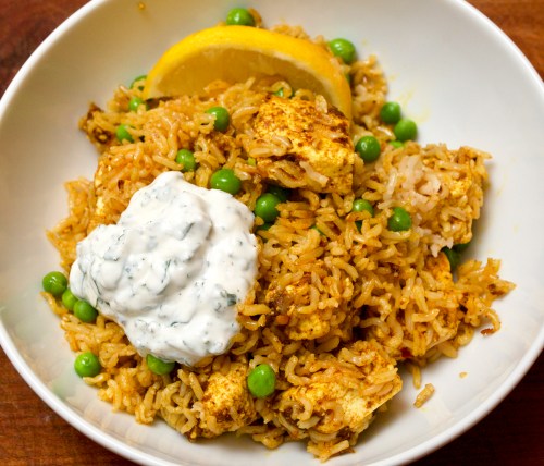 Spiced Paneer and Pea rice