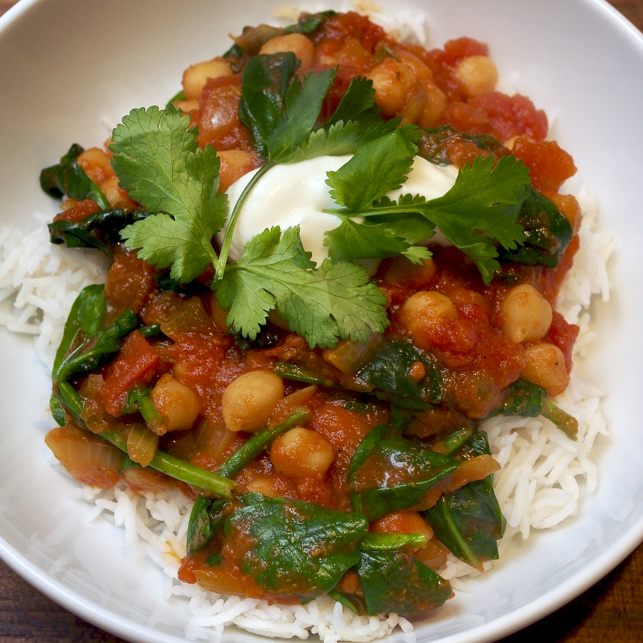 Chickpea and spinach curry