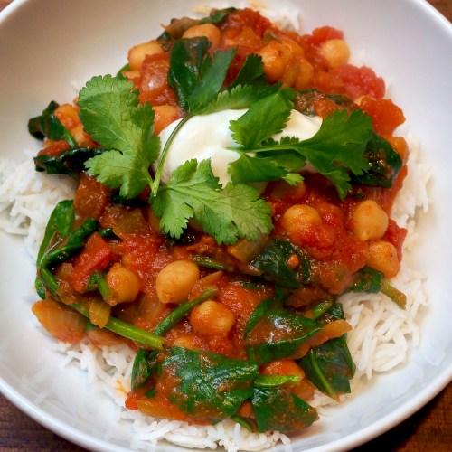 Chickpea and spinach curry