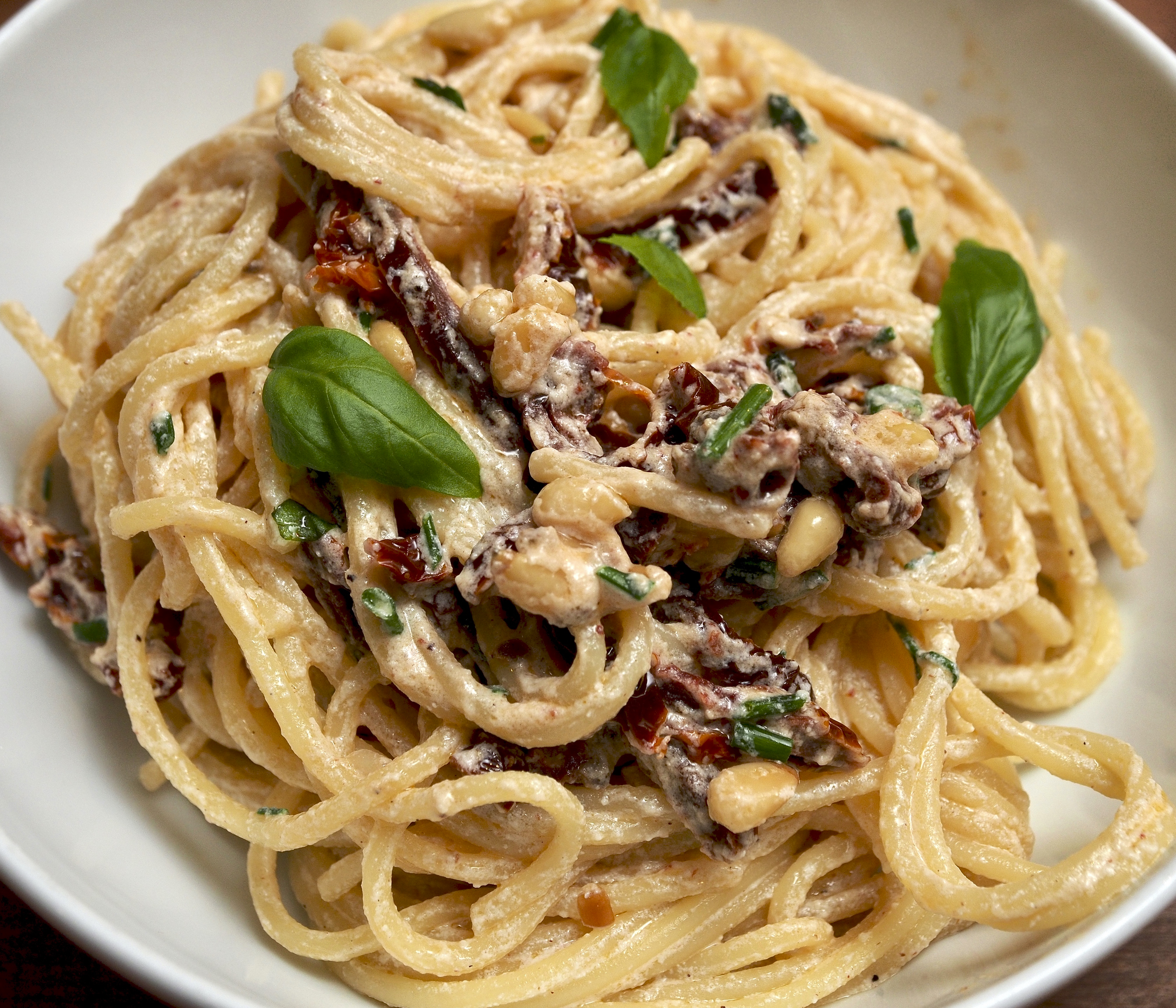 Spaghetti with Ricotta &amp; Toasted Pine Nuts