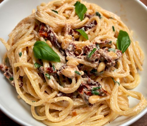 Spaghetti with Ricotta &amp; Toasted Pine Nuts