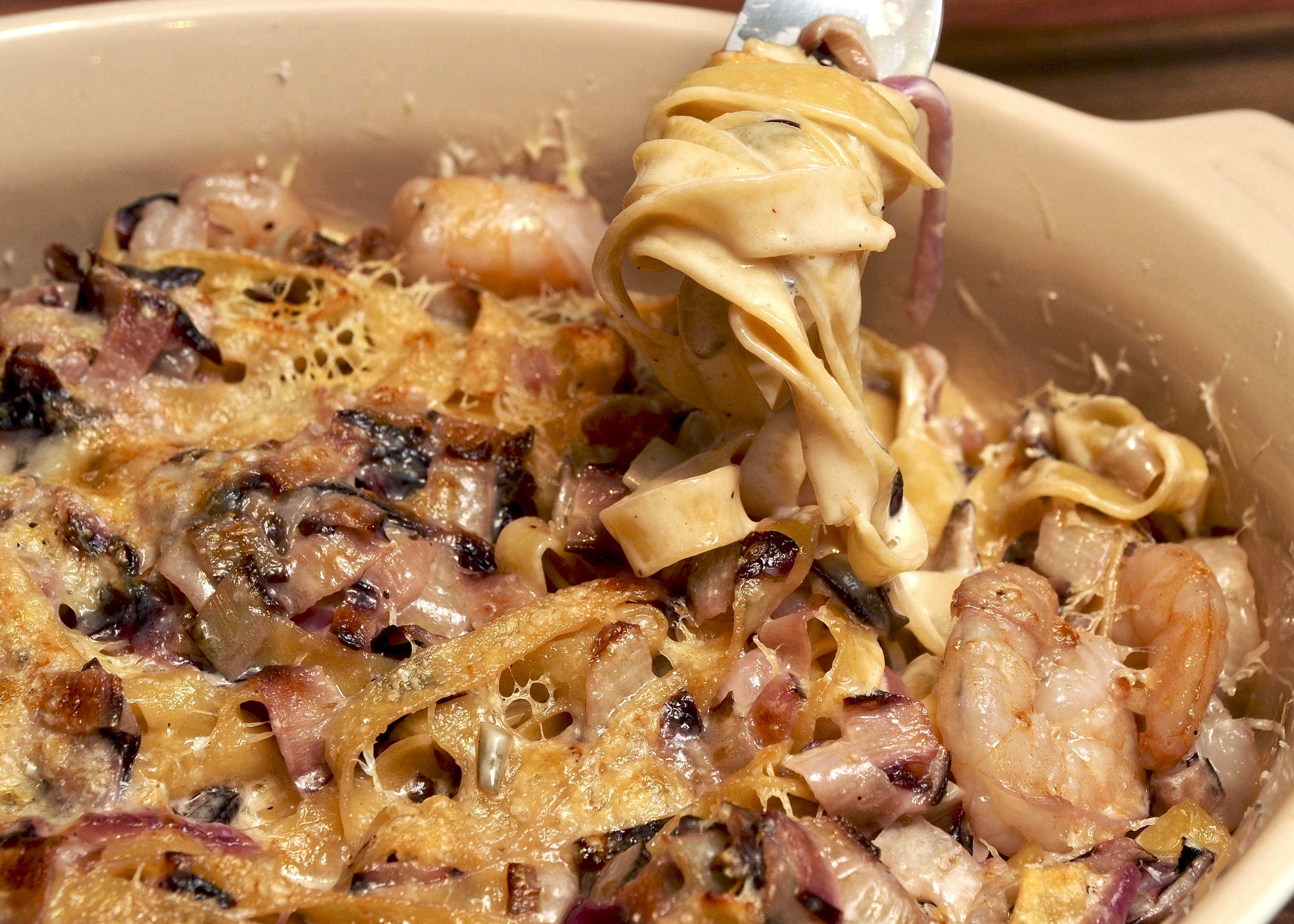 Tagliolini au Gratin with Prawns &amp; Treviso