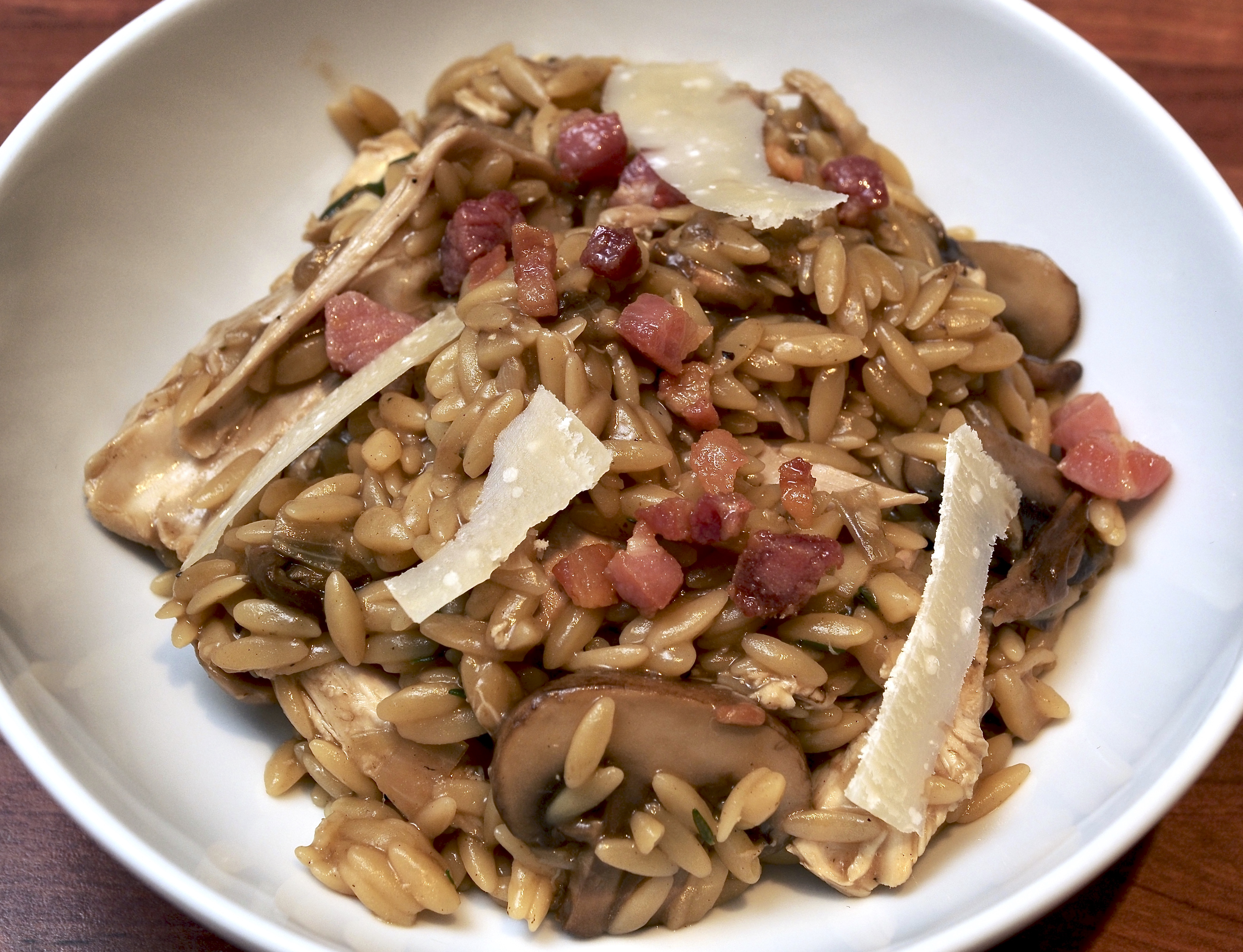 Roast Chicken, Pancetta &amp; Mushroom Orzo