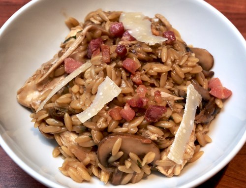 Roast Chicken, Pancetta &amp; Mushroom Orzo