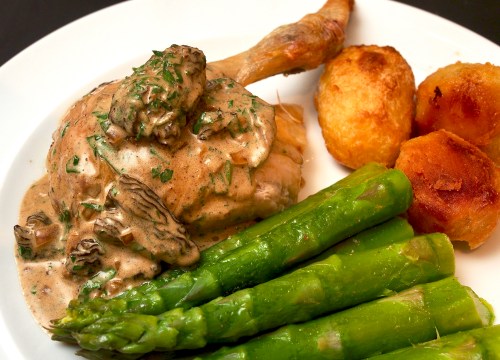Roast Chicken with Morels