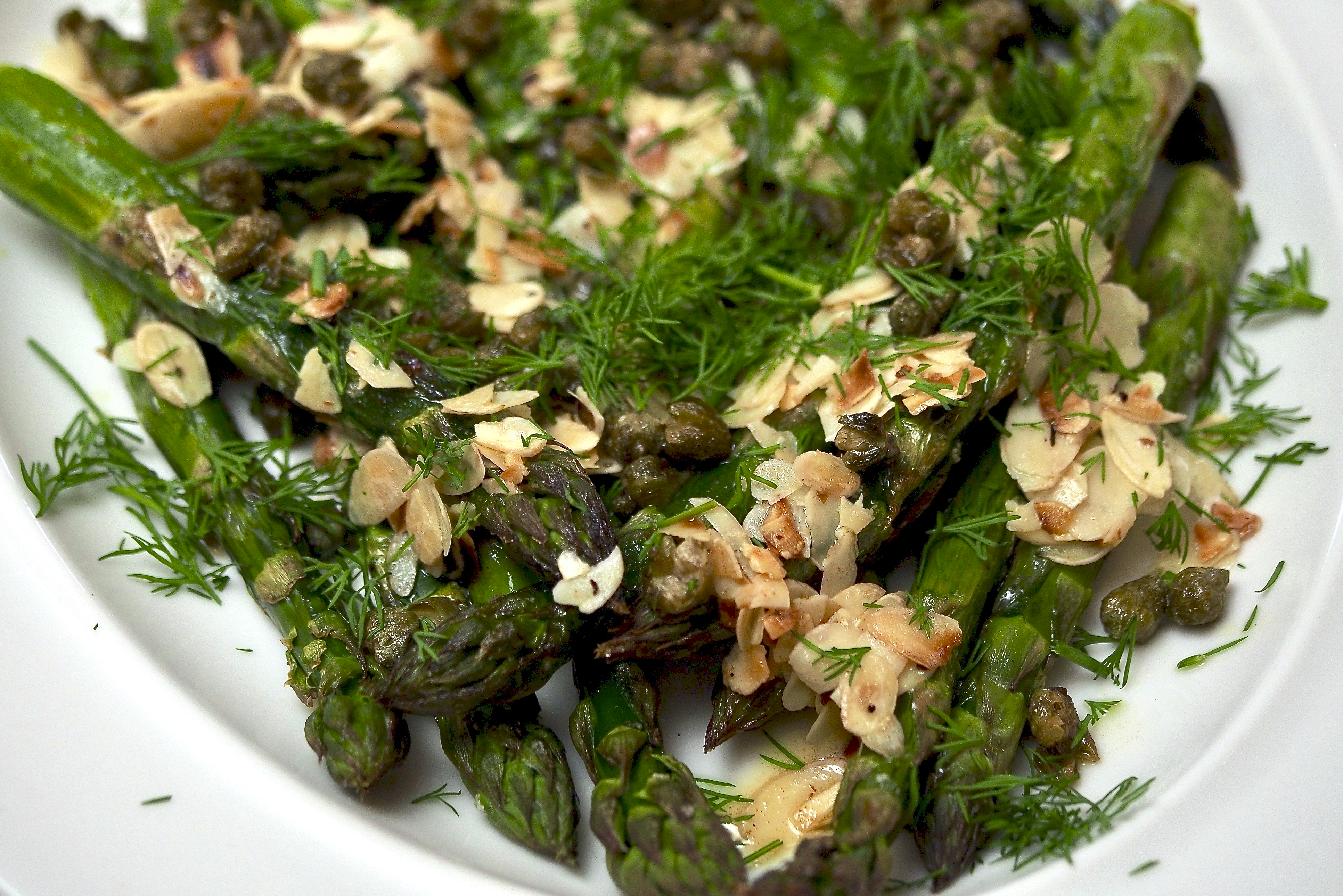 Roasted Asparagus with Almonds, Capers &amp; Dill