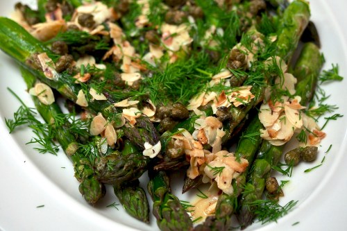 Roasted Asparagus with Almonds, Capers &amp; Dill