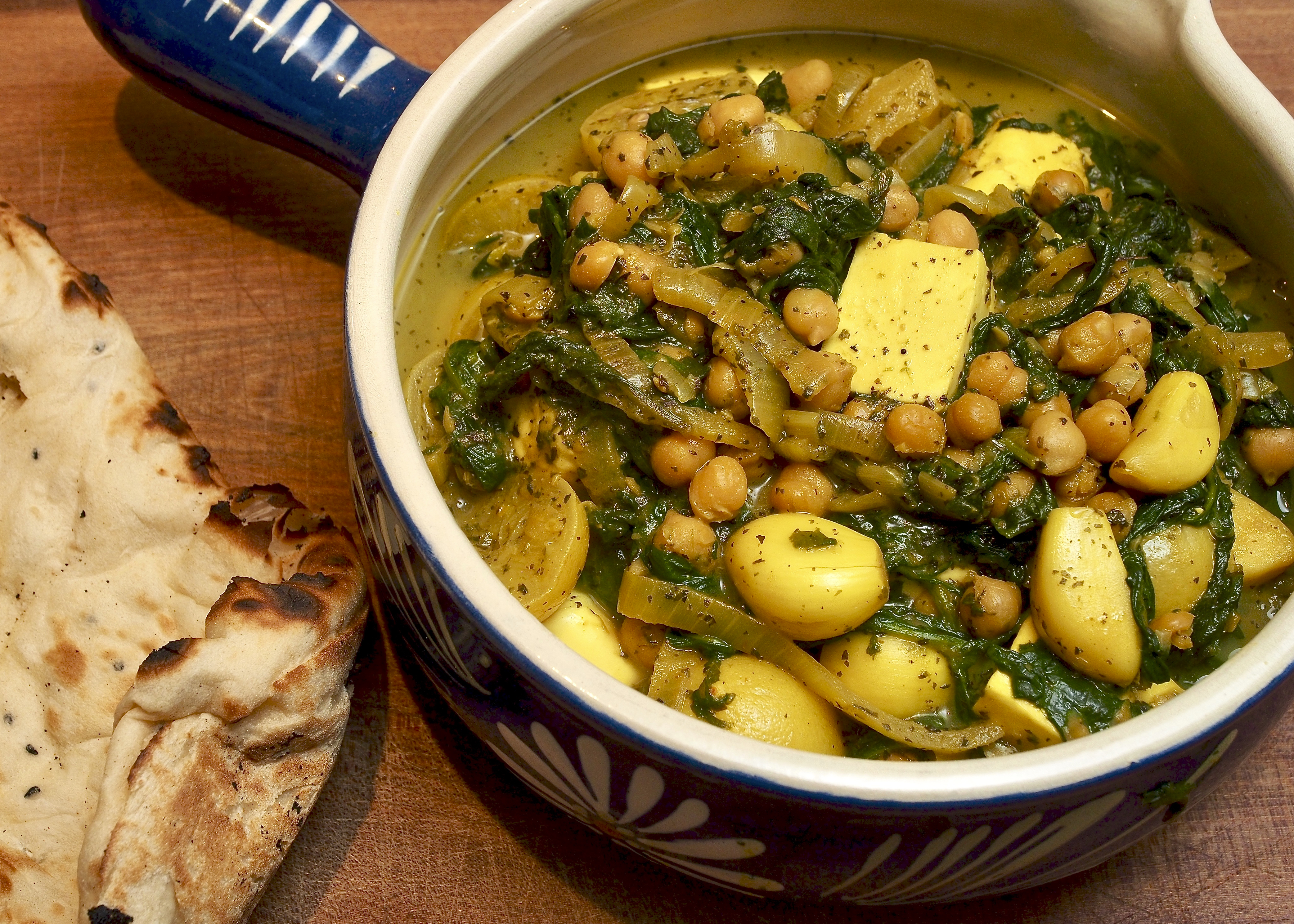 Chickpea, Paneer, Spinach, &amp; Preserved Lemon Stew