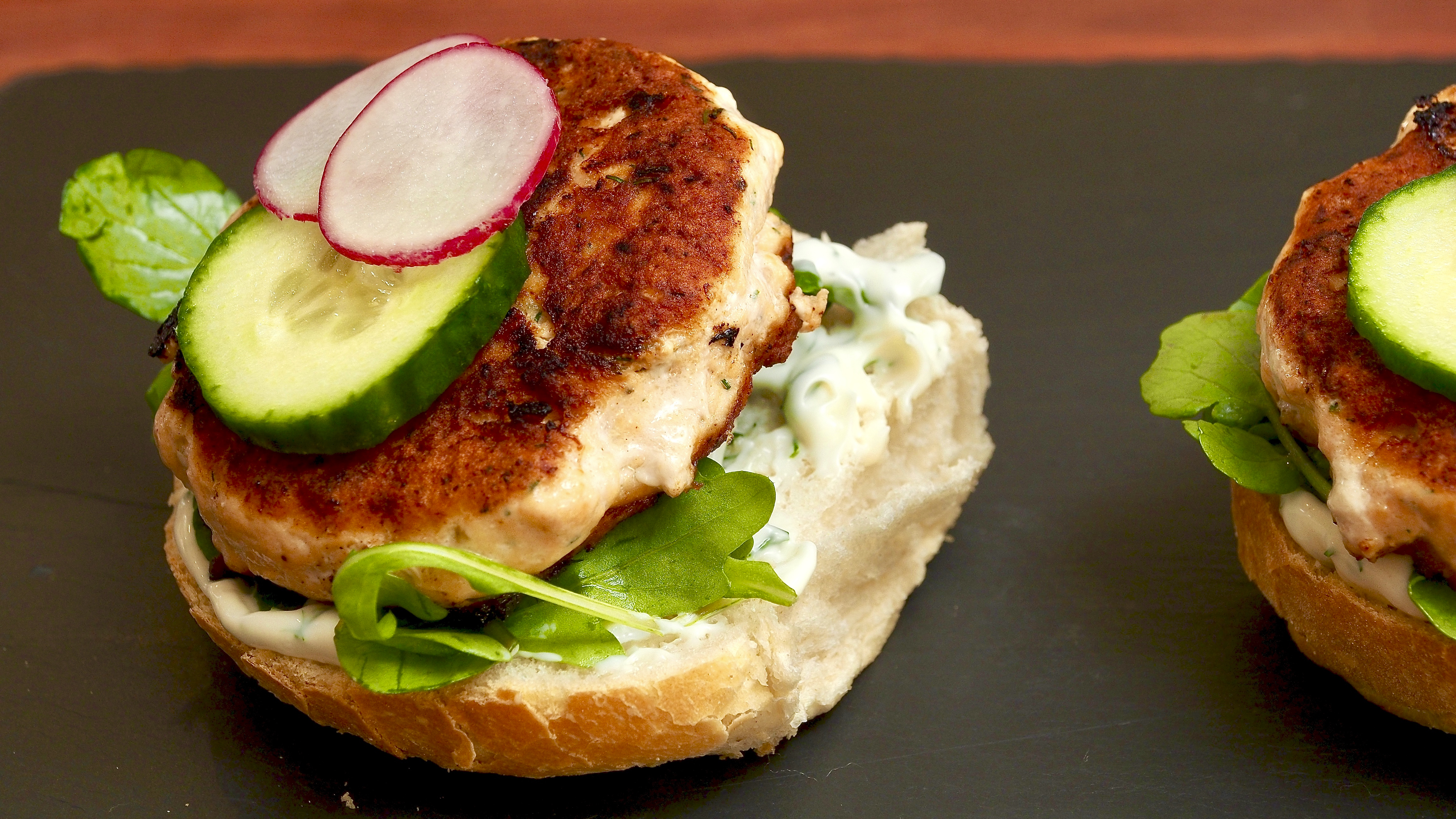 Salmon &amp; horseradish burgers