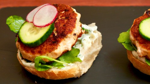 Salmon &amp; horseradish burgers