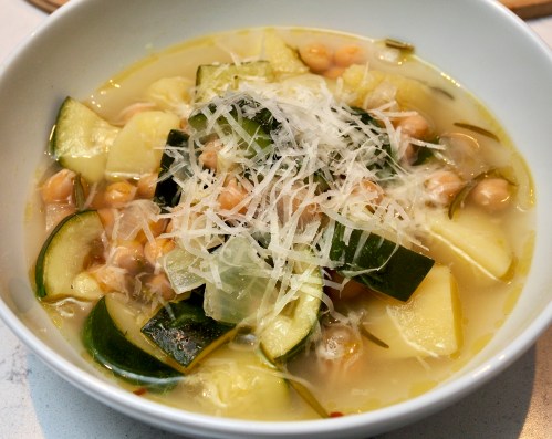 Potato, Courgette, Chickpea and Rosemary soup
