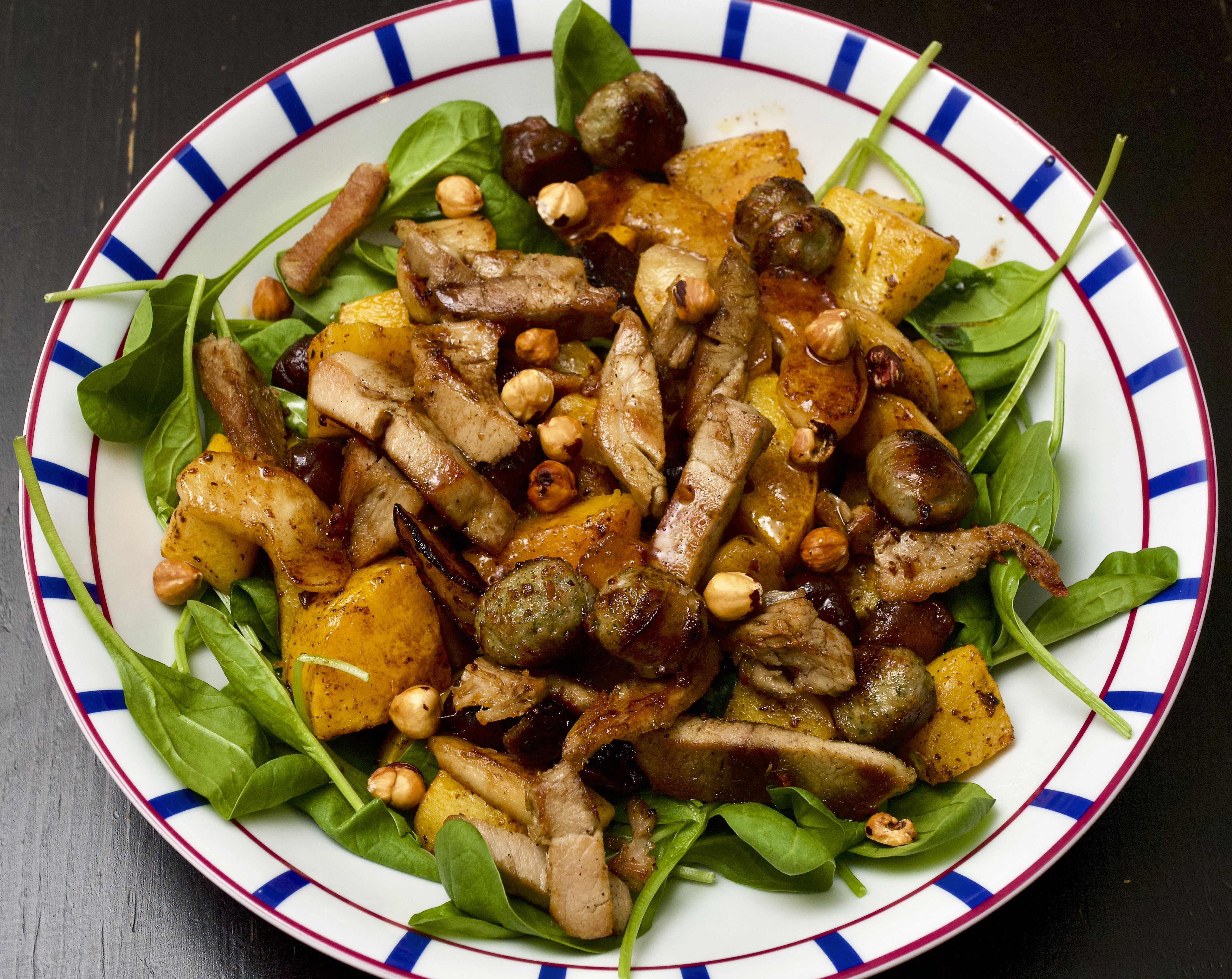 Pork, Roast Squash, Apple &amp; Chestnut Salad