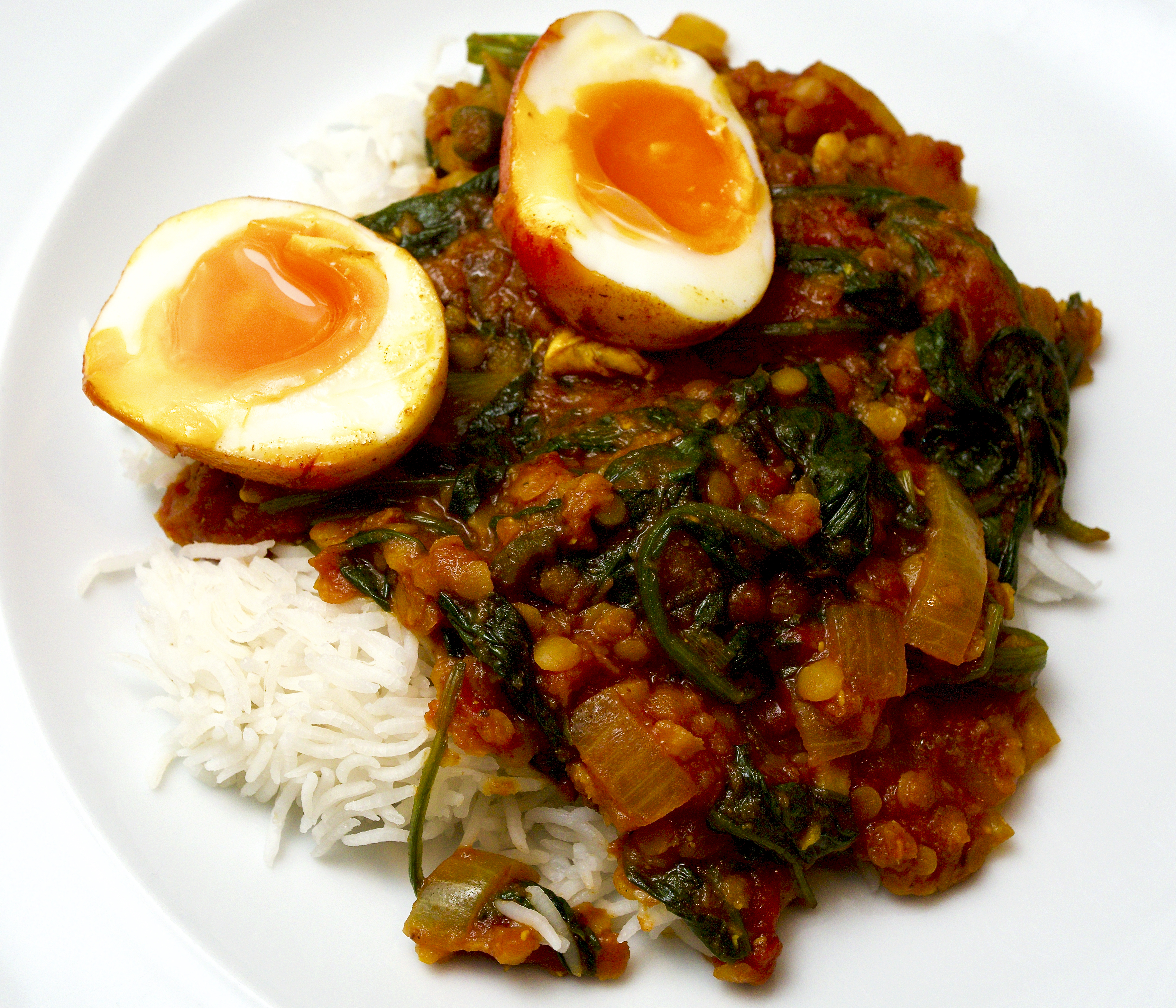 Spiced Crispy Egg & Lentil Curry