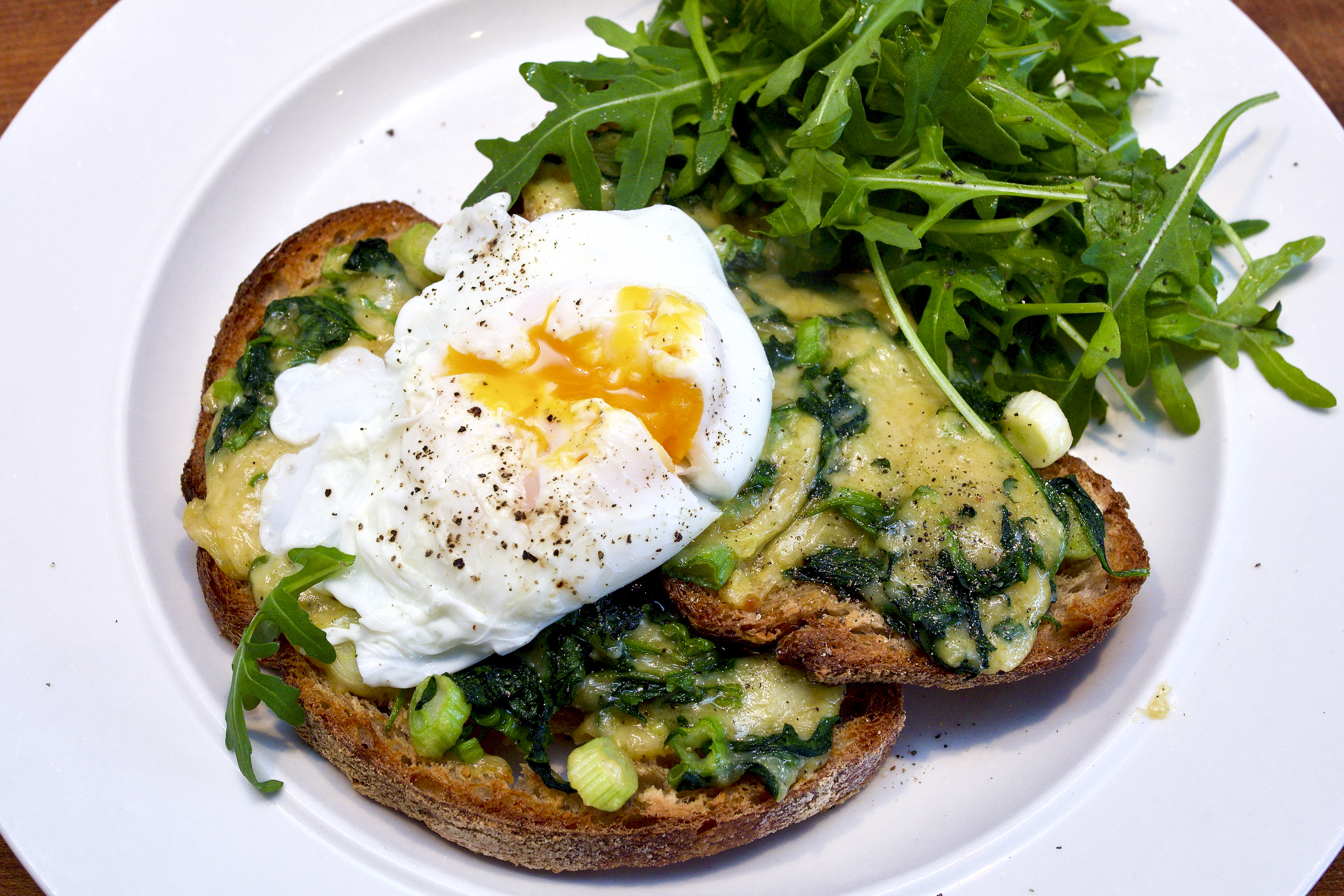 Spinach Rarebit with Poached Eggs
