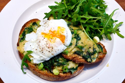 Spinach Rarebit with Poached Eggs