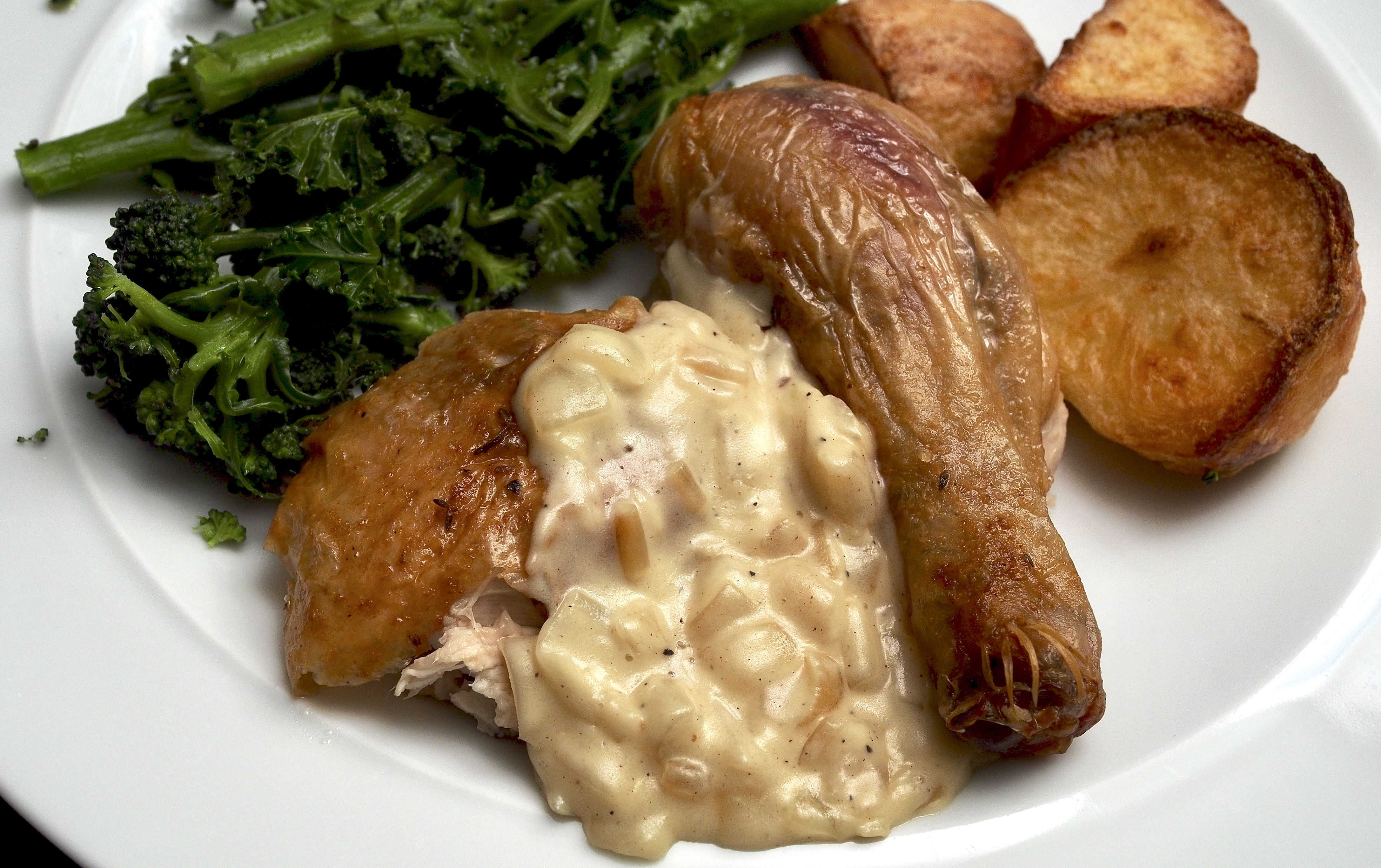 Roast chicken with a Breton sauce