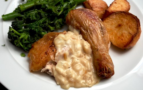 Roast chicken with a Breton sauce