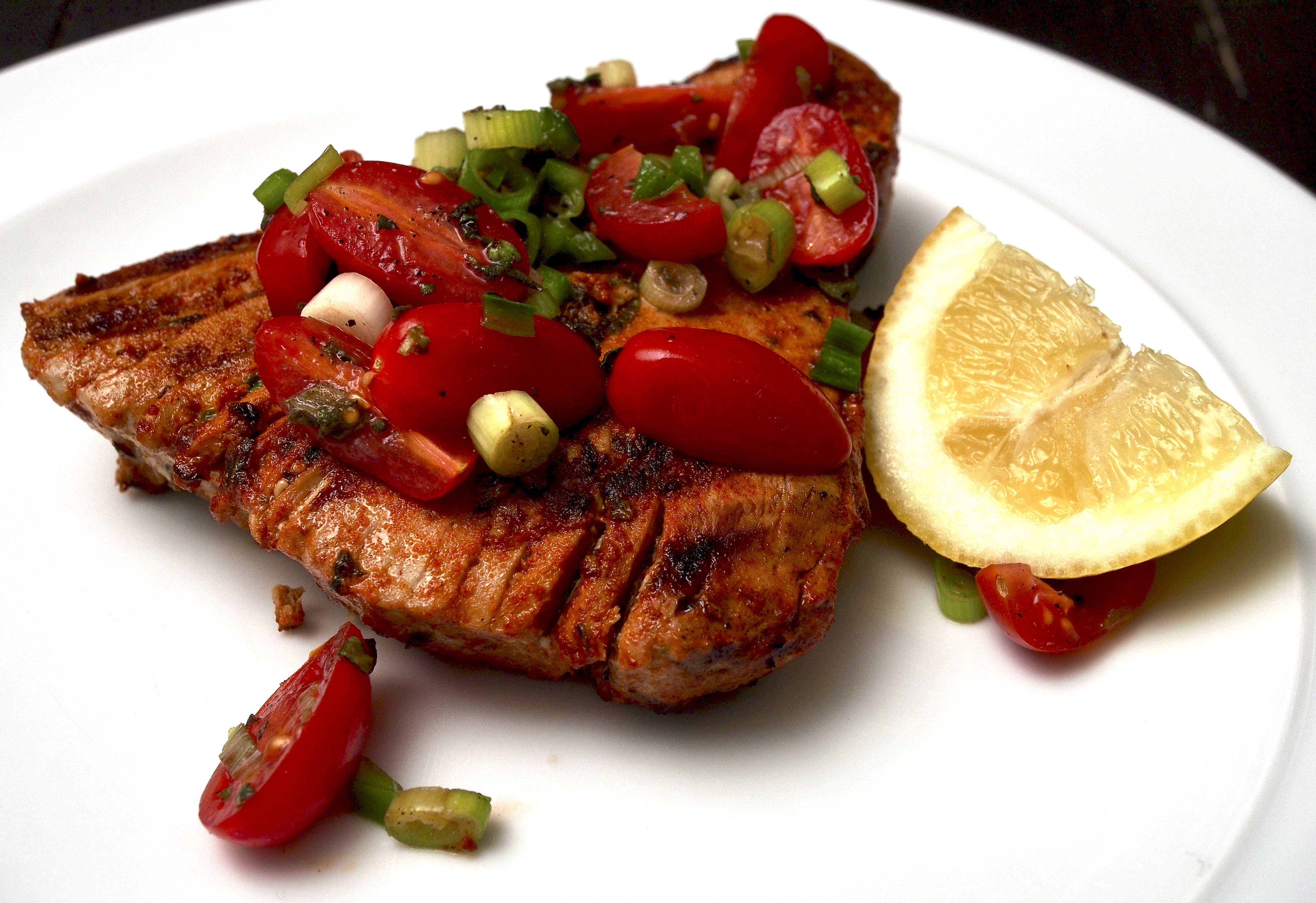 Paprika &amp; Oregano marinated fish with Cherry Tomato Salsa