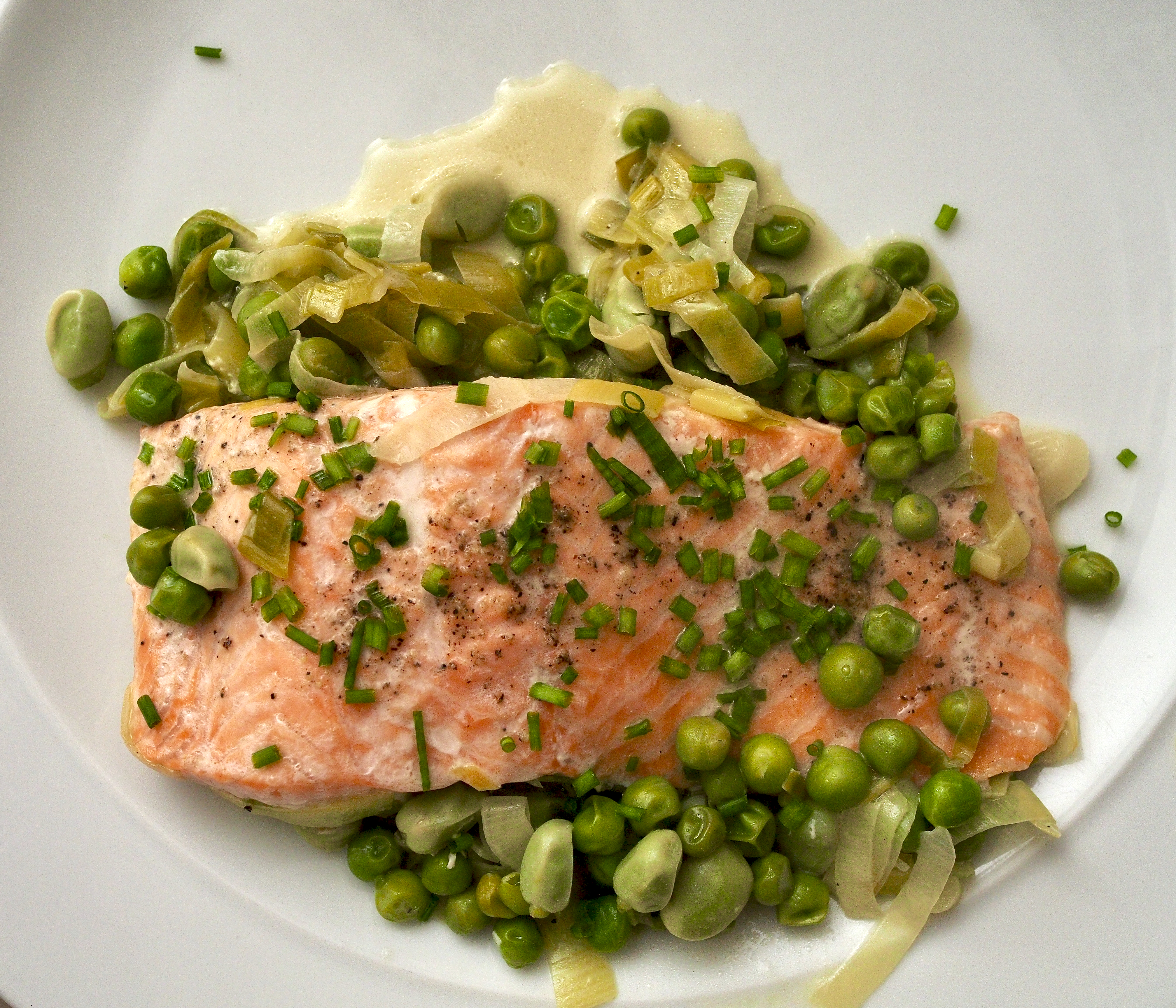 Salmon with Greens &amp; Crème Fraîche