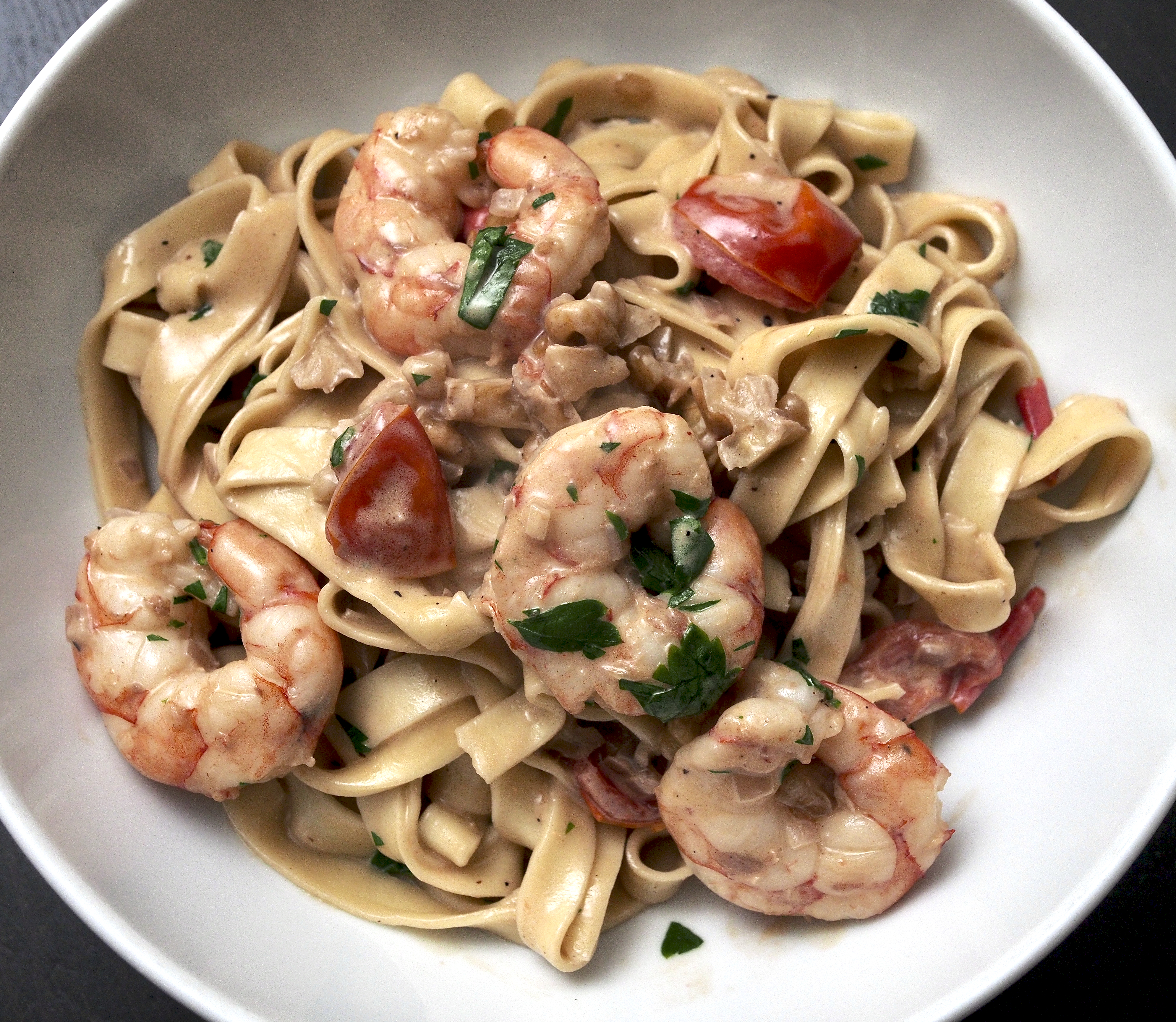 Tagliatelle with Prawns and a Creamy Brandy Sauce
