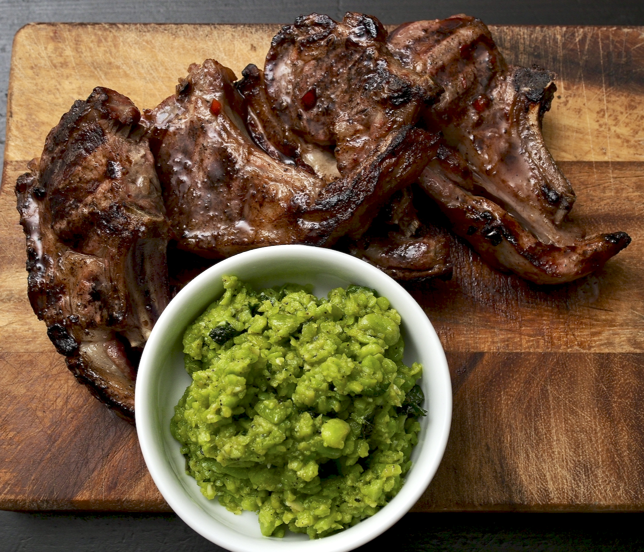 Lamb Chops with Minty Broad Beans