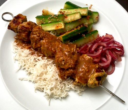 Pork Satay with Spicy Peanut Sauce