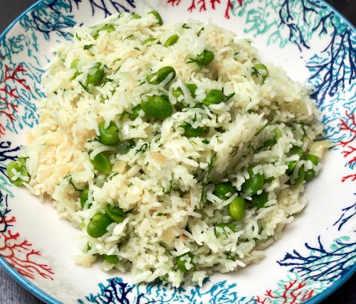 Broad Bean and dill pilaf