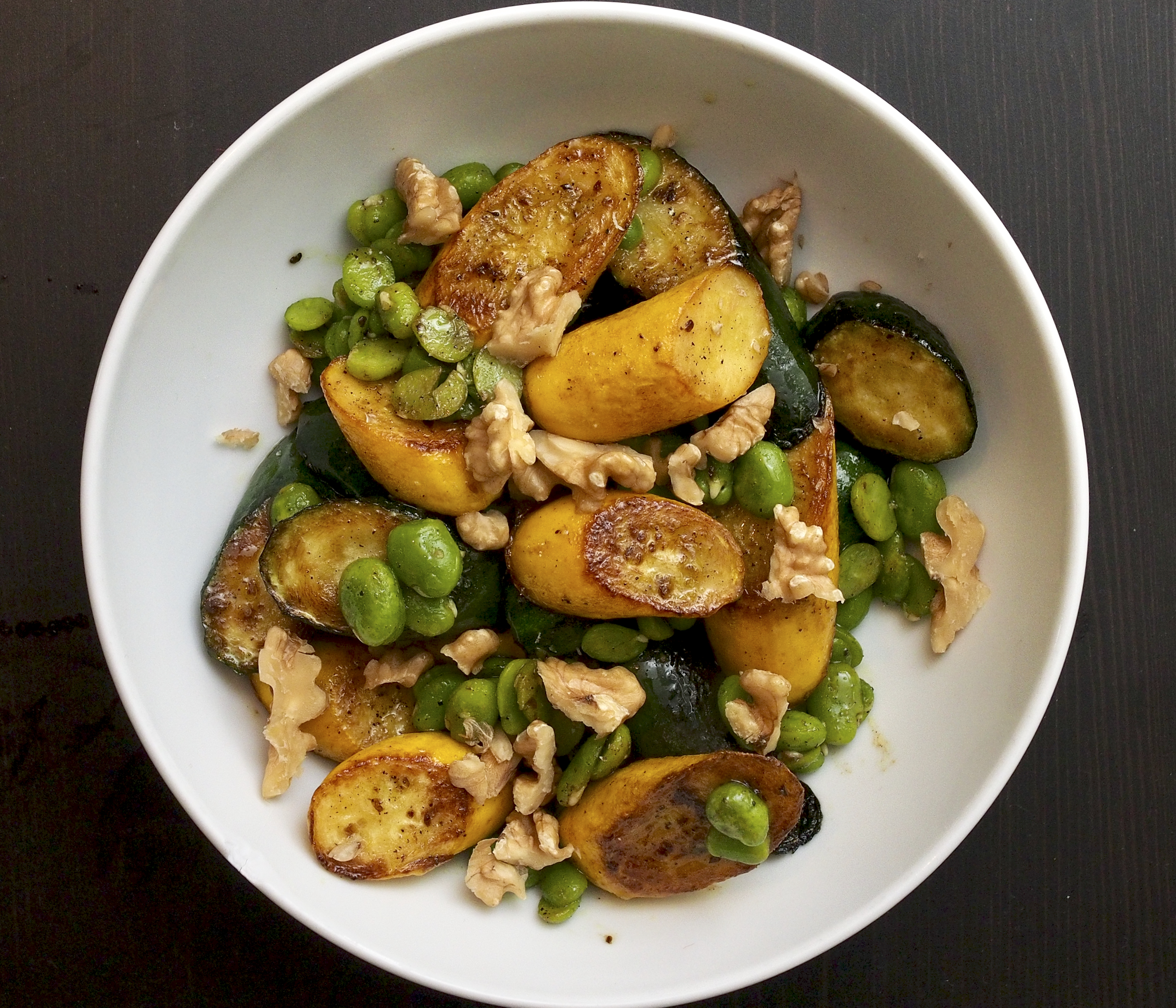 Courgettes with Broad Beans and Walnuts