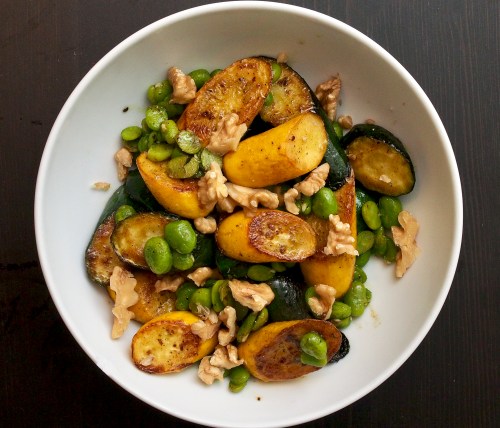 Courgettes with Broad Beans and Walnuts