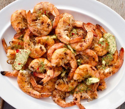Barbecued Prawns with Chilli, Lime &amp; Coriander Butter