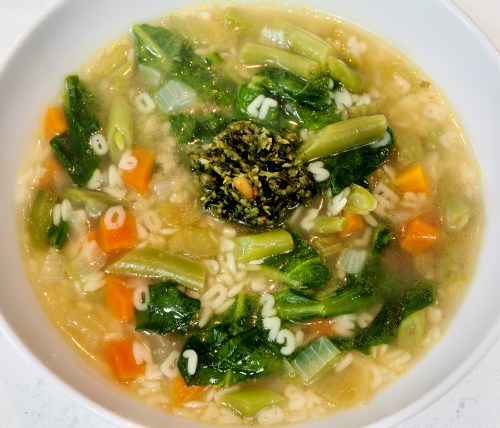 Green bean minestrone with fresh pesto